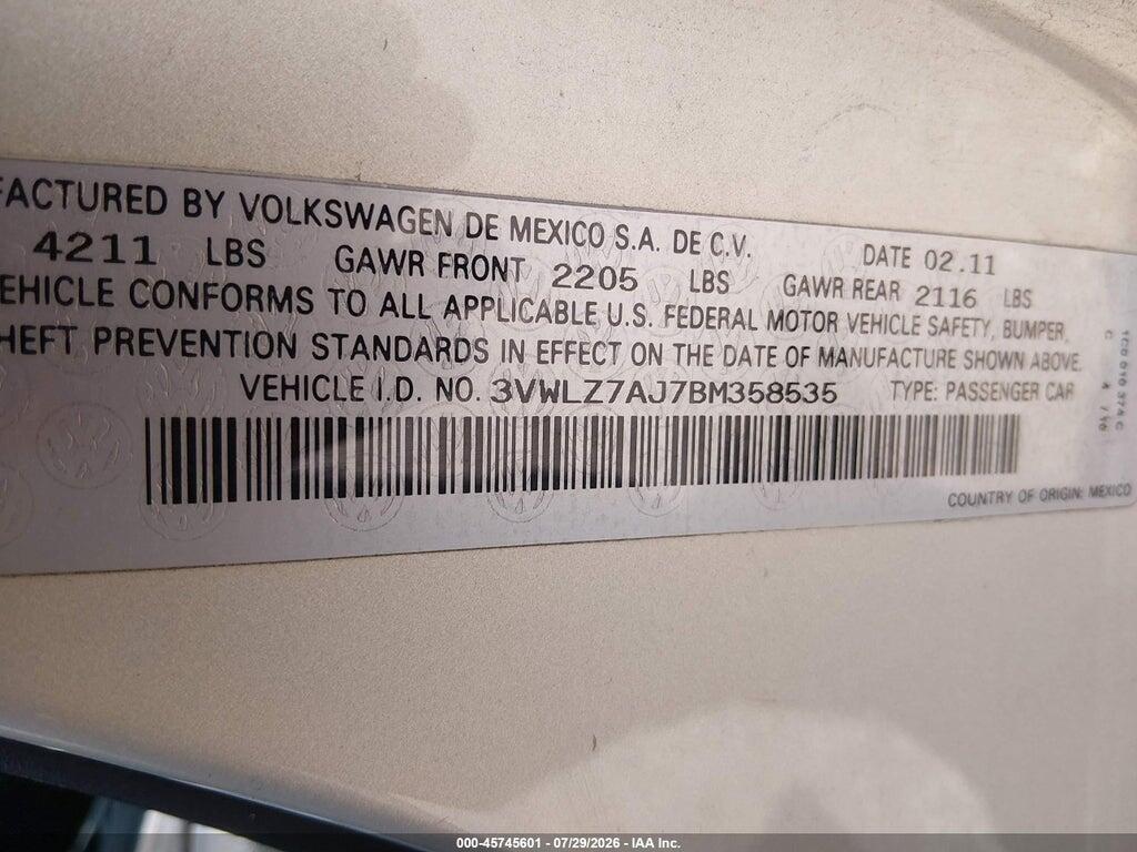 3VWLZ7AJ7BM358535 2011 VOLKSWAGEN JETTA photo no. 9