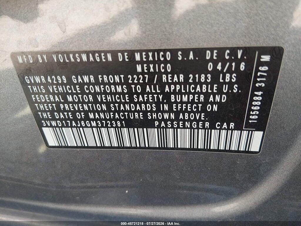 3VWD17AJ6GM372381 2016 VOLKSWAGEN JETTA photo no. 9