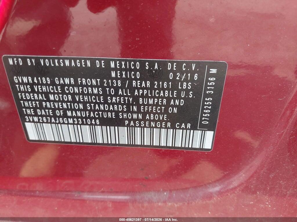 3VW267AJ6GM331046 2016 VOLKSWAGEN JETTA photo no. 9