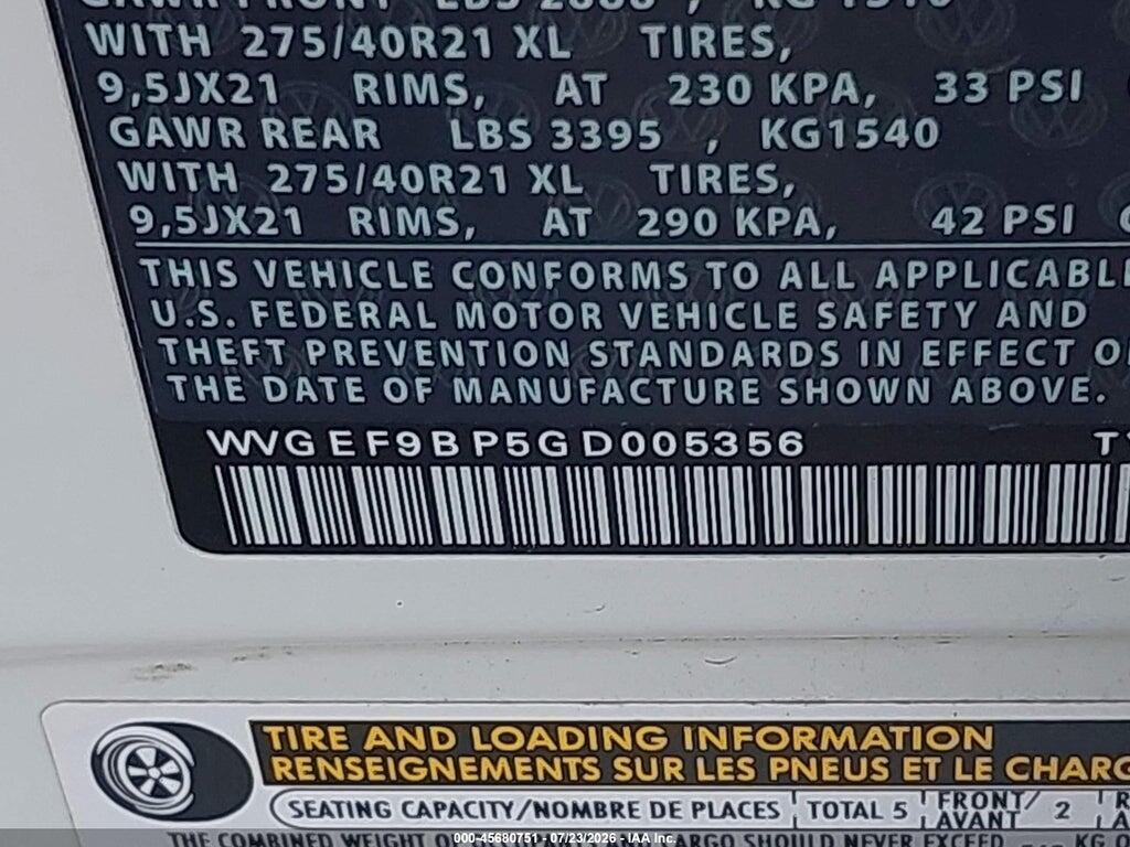 WVGEF9BP5GD005356 2016 VOLKSWAGEN TOUAREG photo no. 9