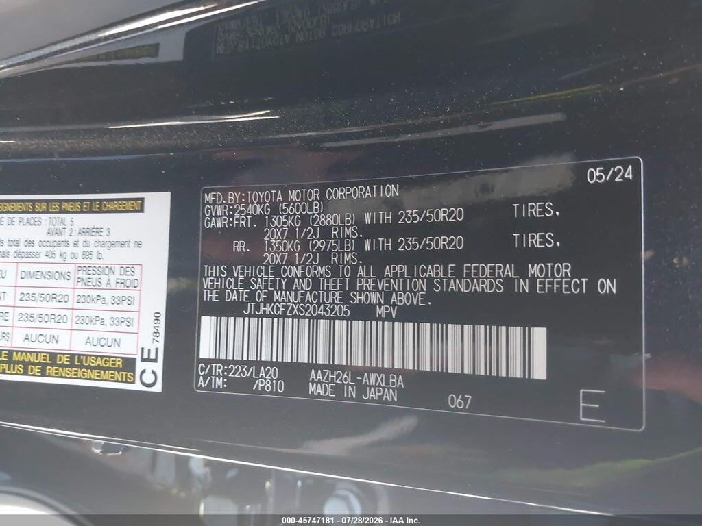 JTJHKCFZXS2043205 2025 LEXUS NX 450H+ photo no. 9