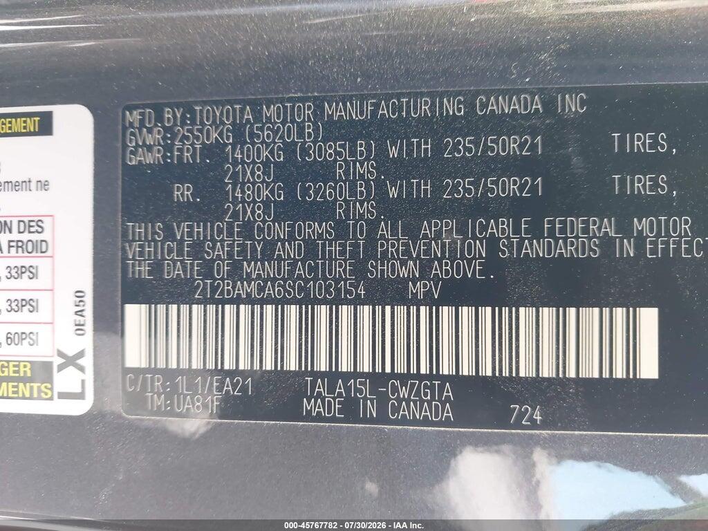 2T2BAMCA6SC103154 2025 LEXUS RX 350 photo no. 9