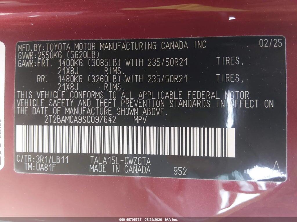 2T2BAMCA9SC097642 2025 LEXUS RX 350 photo no. 9