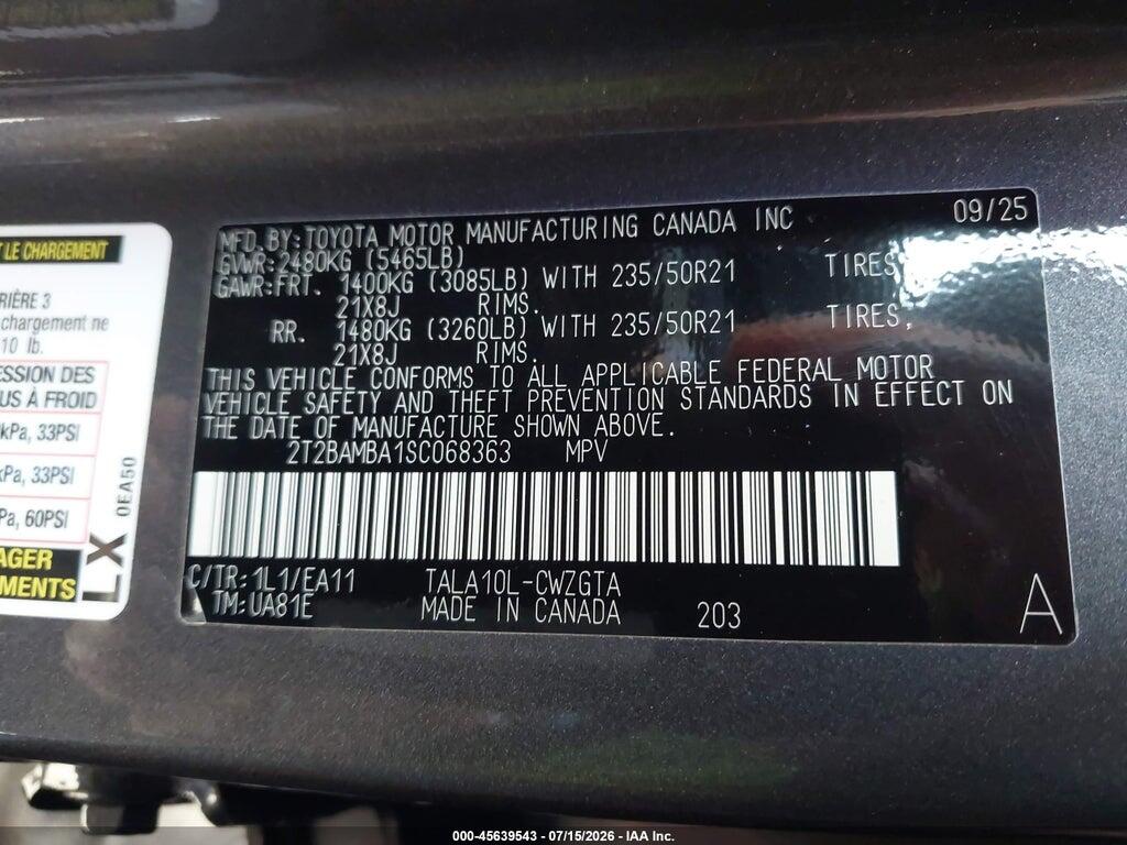 2T2BAMBA1SC068363 2025 LEXUS RX 350 photo no. 9