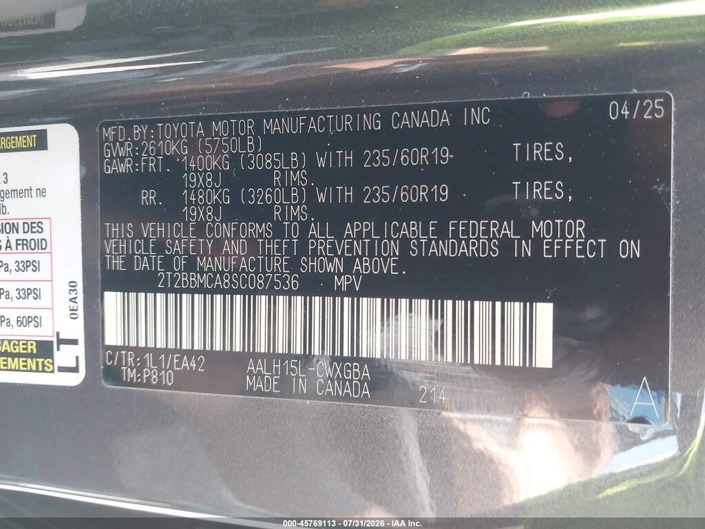 2T2BBMCA8SC087536 2025 LEXUS RX 350H photo no. 9