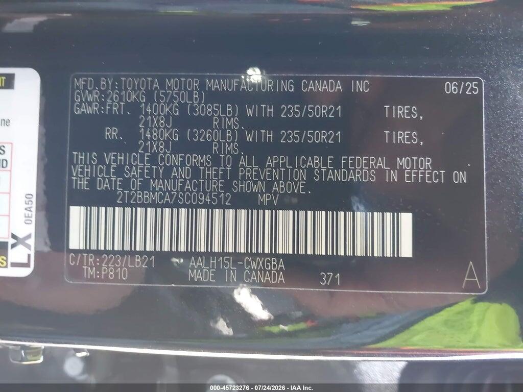 2T2BBMCA7SC094512 2025 LEXUS RX 350H photo no. 9