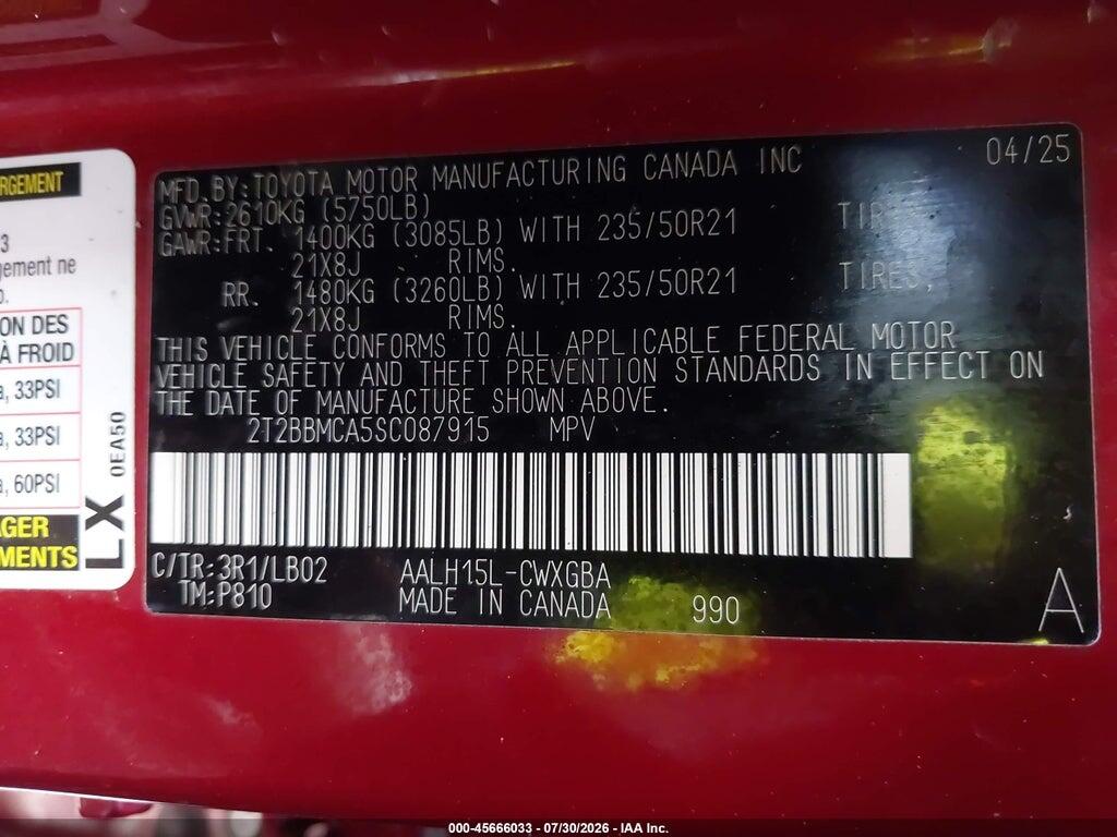 2T2BBMCA5SC087915 2025 LEXUS RX 350H photo no. 9