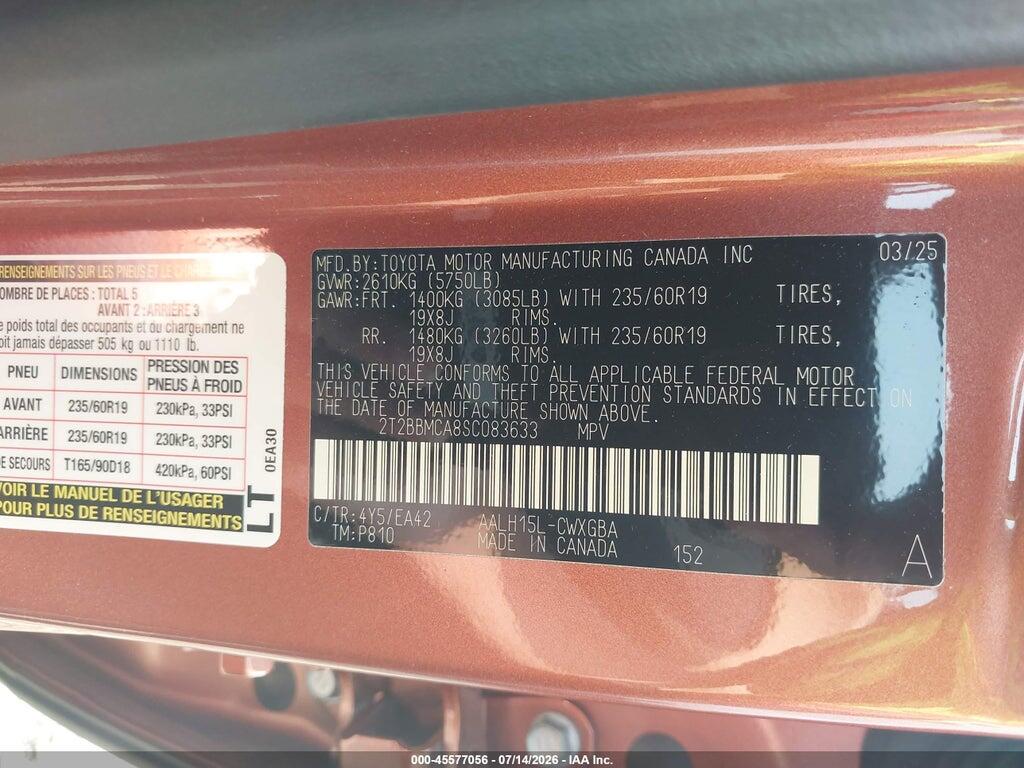 2T2BBMCA8SC083633 2025 LEXUS RX 350H photo no. 9