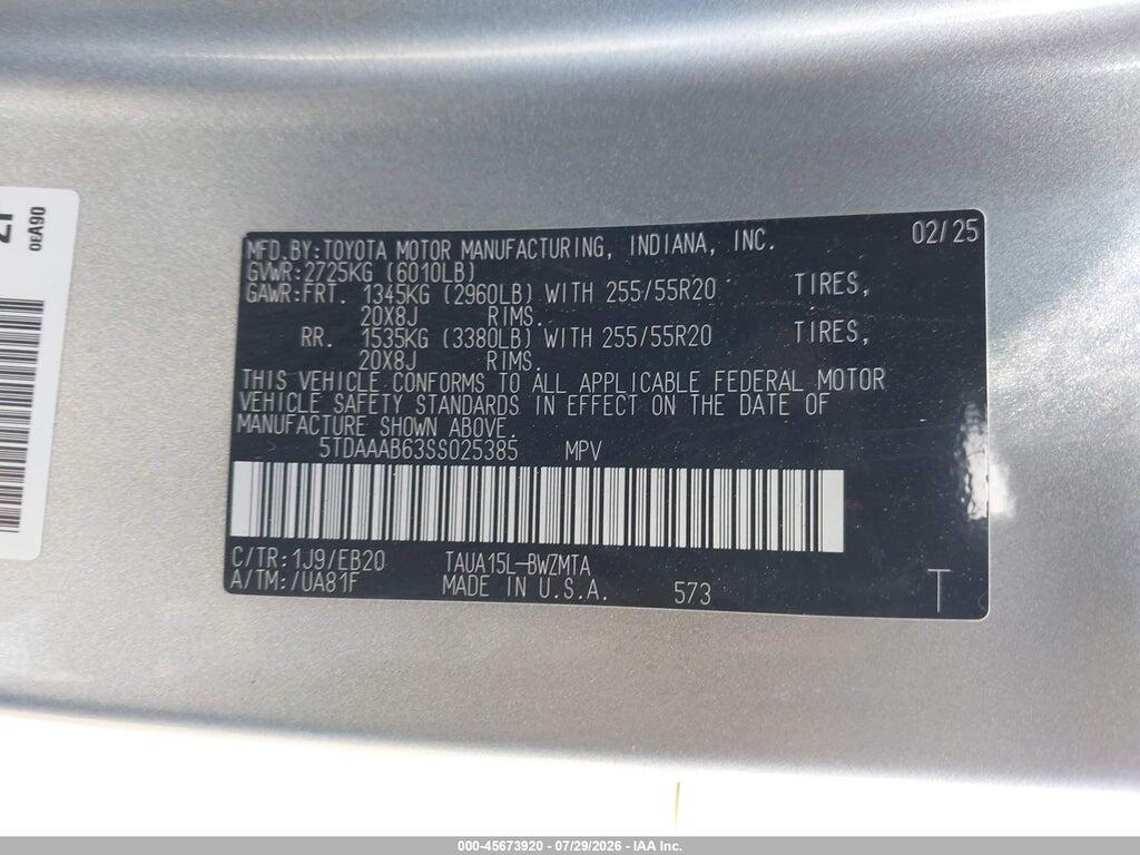 5TDAAAB63SS025385 2025 LEXUS TX 350 photo no. 9