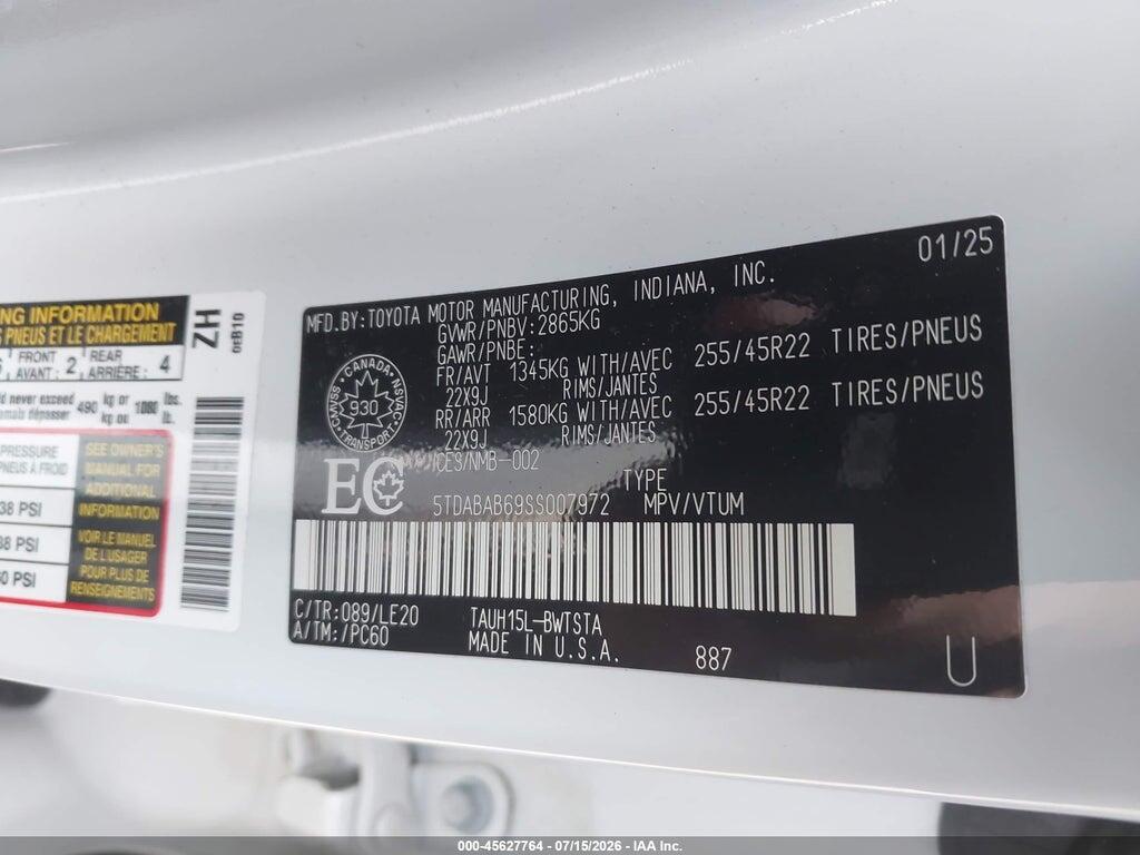 5TDABAB69SS007972 2025 LEXUS TX 500H photo no. 9