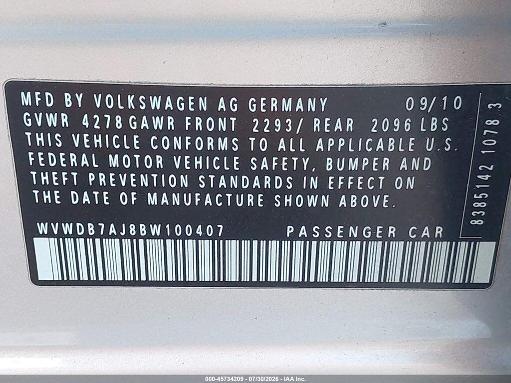 WVWDB7AJ8BW100407 2011 VOLKSWAGEN GOLF photo no. 9