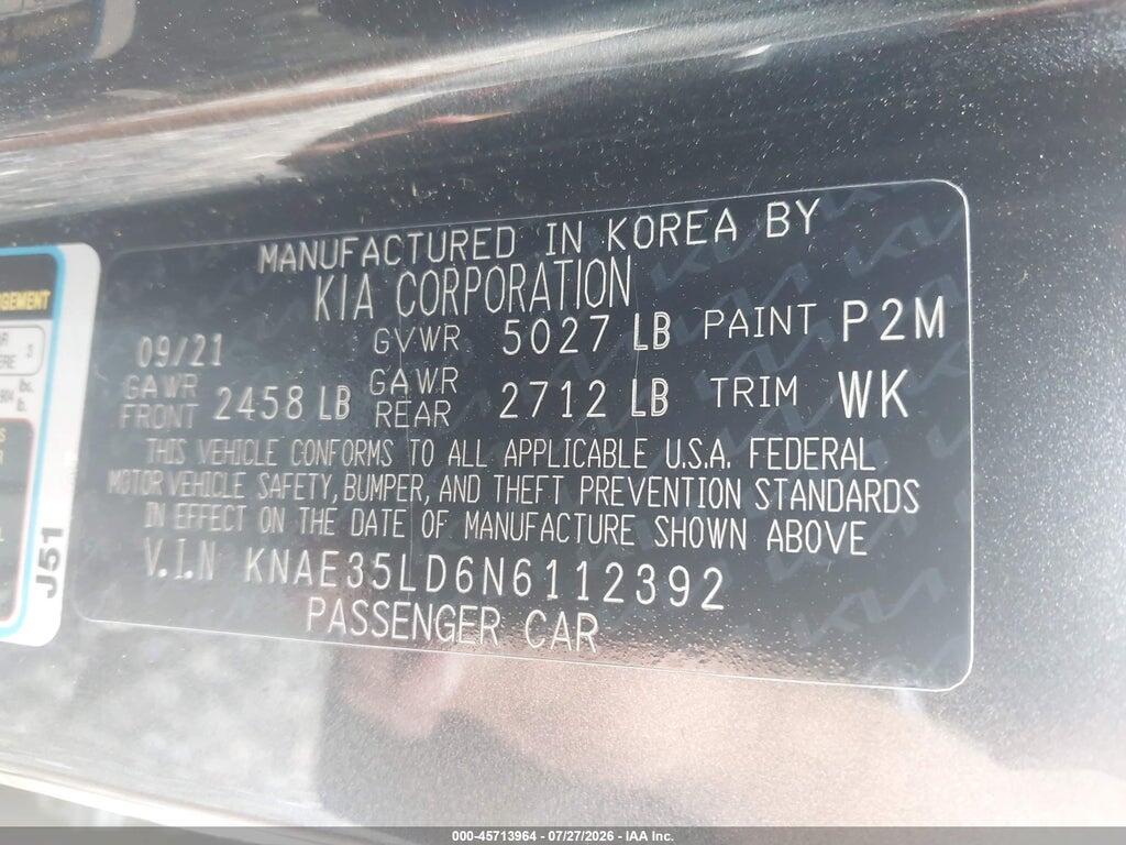 KNAE35LD6N6112392 2022 KIA STINGER photo no. 9