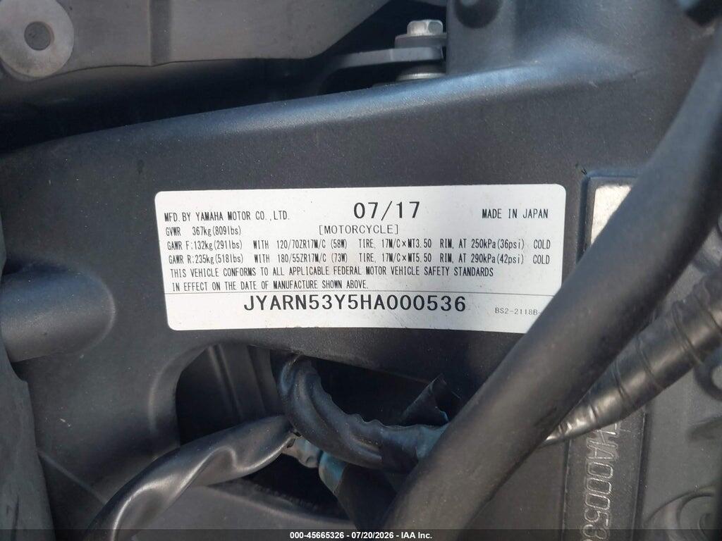 JYARN53Y5HA000536 2017 YAMAHA FZ09 photo no. 10