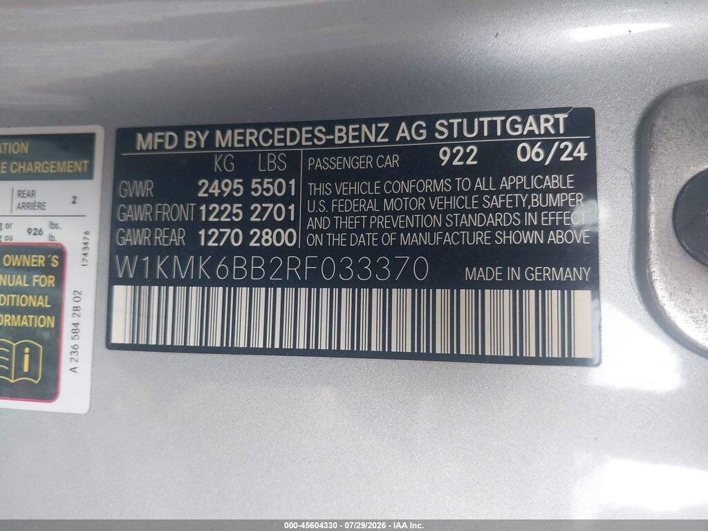 W1KMK6BB2RF033370 2024 MERCEDES-BENZ CLE 450 photo no. 9