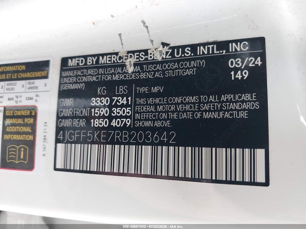 4JGFF5KE7RB203642 2024 MERCEDES-BENZ GLS 450 photo no. 9