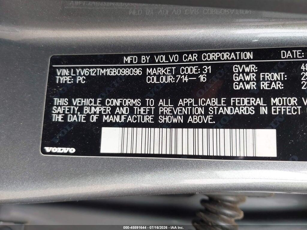 LYV612TM1GB098096 2016 VOLVO S60 INSCRIPTION photo no. 9