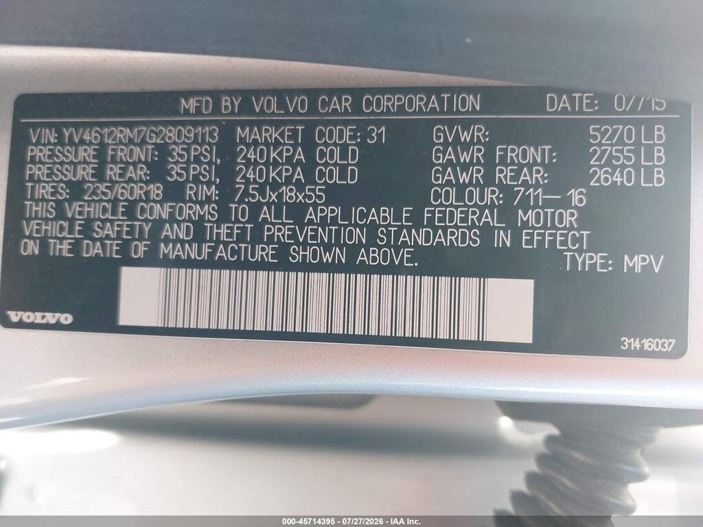 YV4612RM7G2809113 2016 VOLVO XC60 photo no. 9