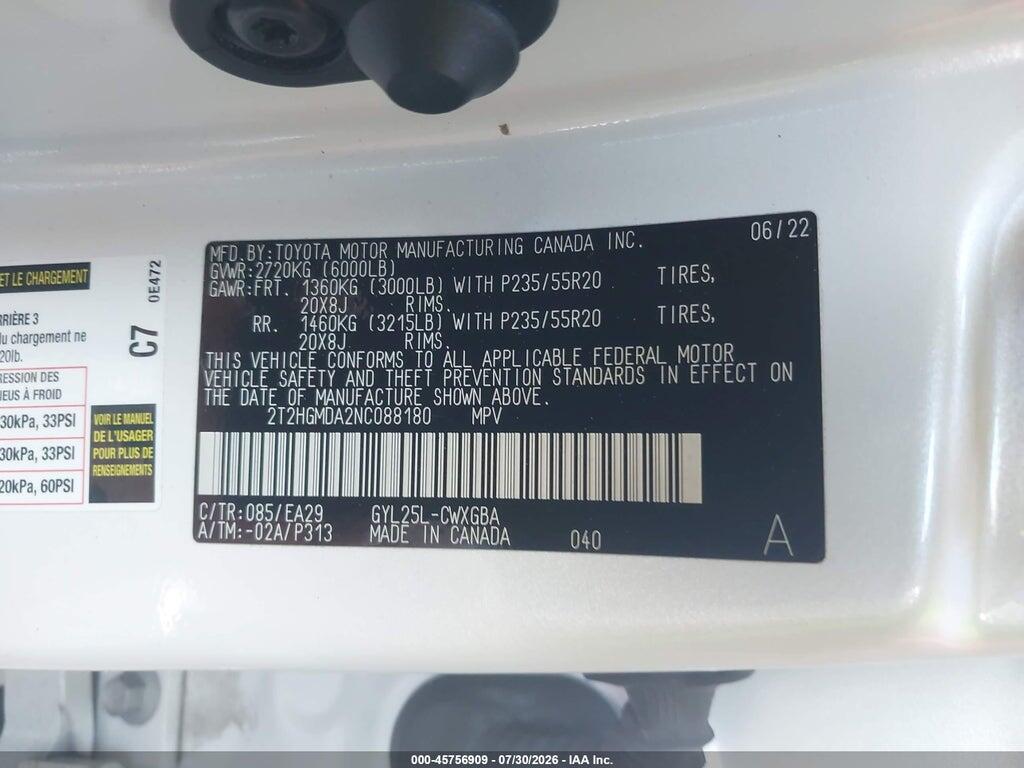2T2HGMDA2NC088180 2022 LEXUS RX 450H photo no. 9