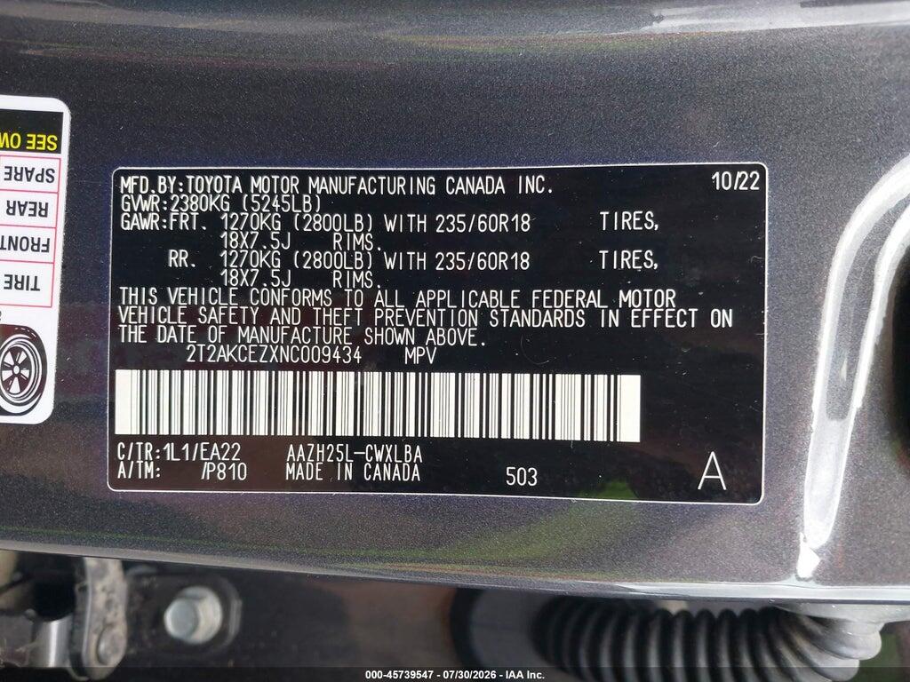 2T2AKCEZXNC009434 2022 LEXUS NX 350H photo no. 9