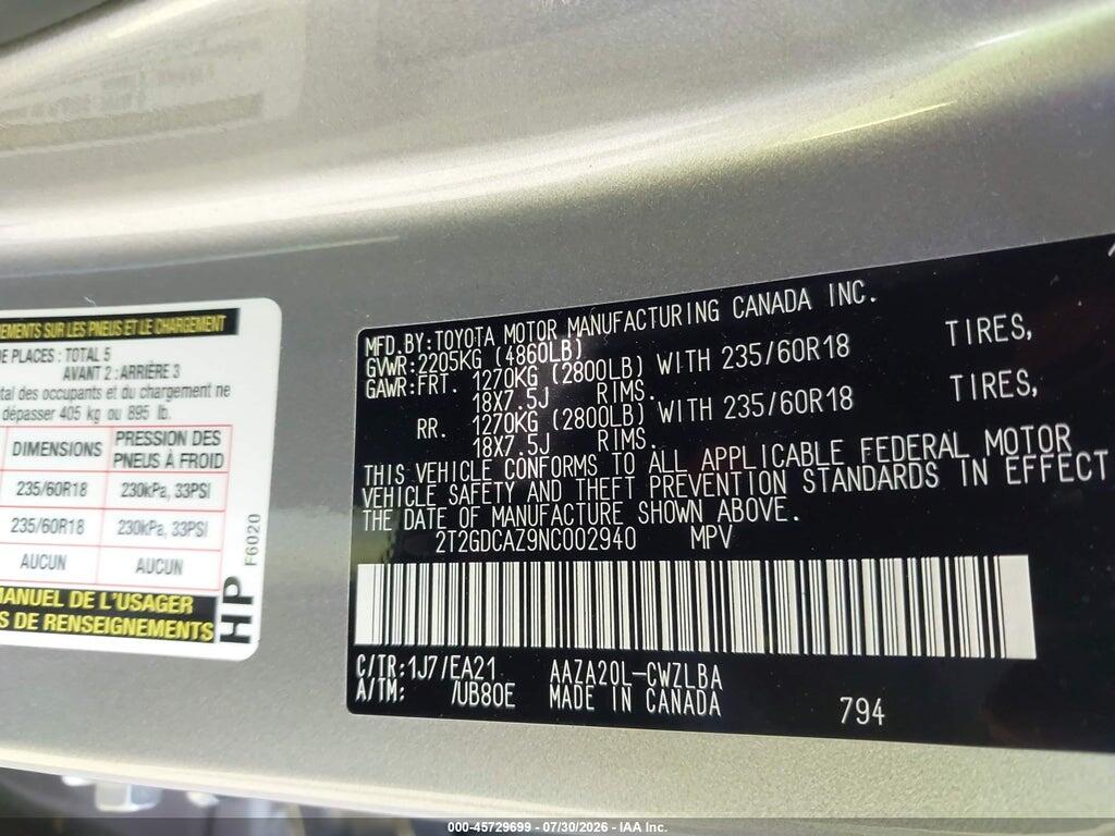 2T2GDCAZ9NC002940 2022 LEXUS NX 250 photo no. 9