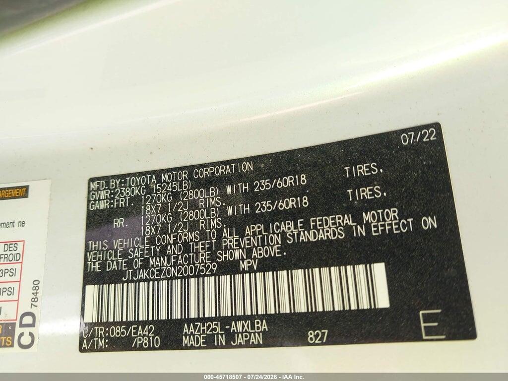 JTJAKCEZ0N2007529 2022 LEXUS NX 350H photo no. 9