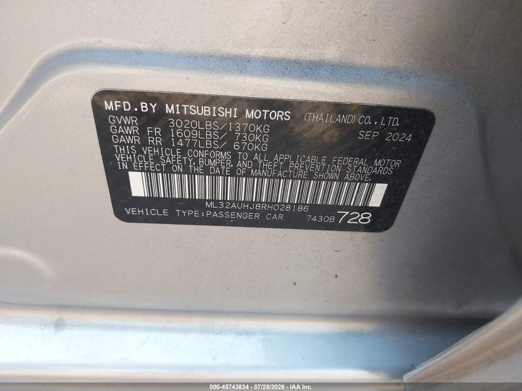 ML32AUHJ8RH028186 2024 MITSUBISHI MIRAGE photo no. 9