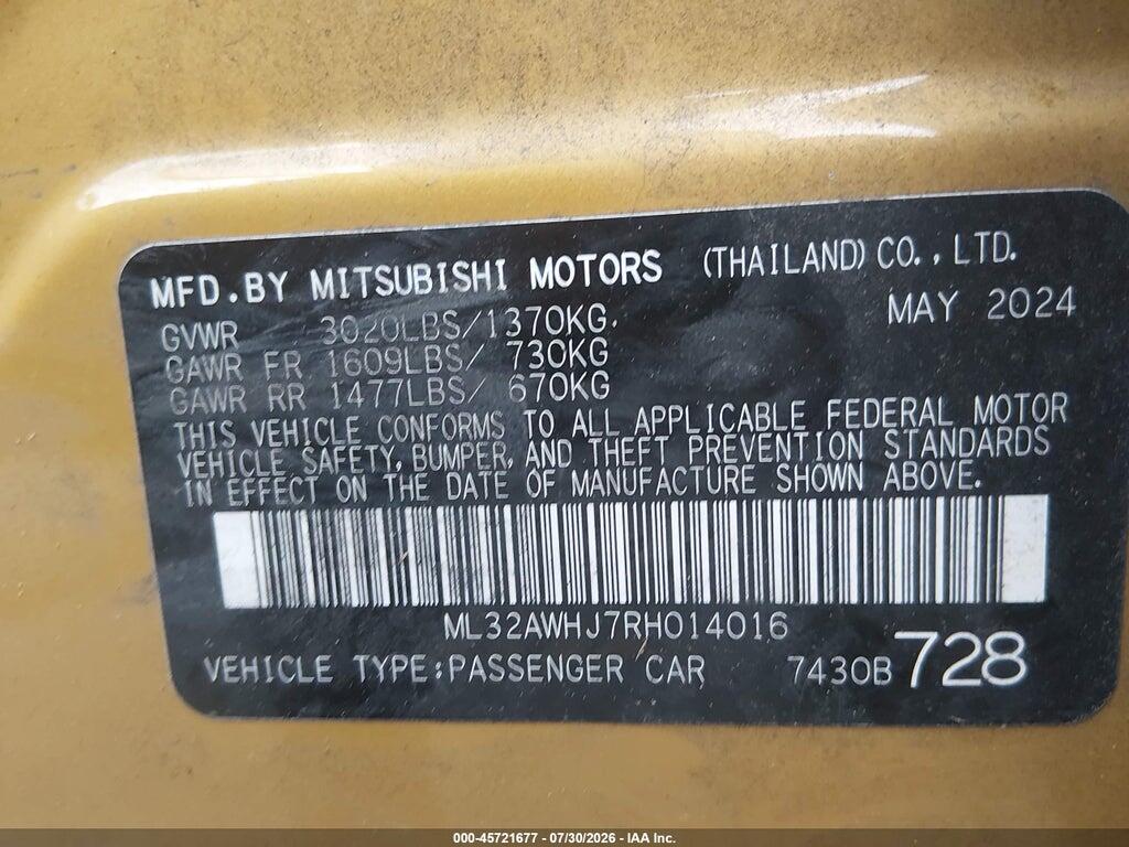 ML32AWHJ7RH014016 2024 MITSUBISHI MIRAGE photo no. 9