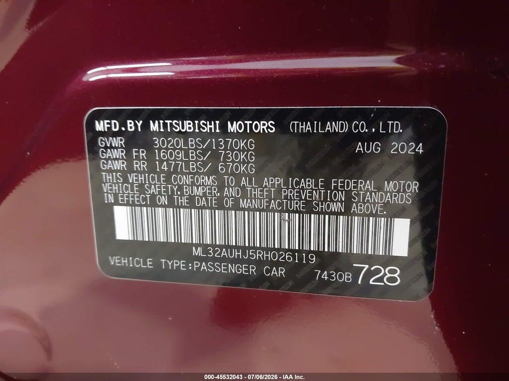 ML32AUHJ5RH026119 2024 MITSUBISHI MIRAGE photo no. 9