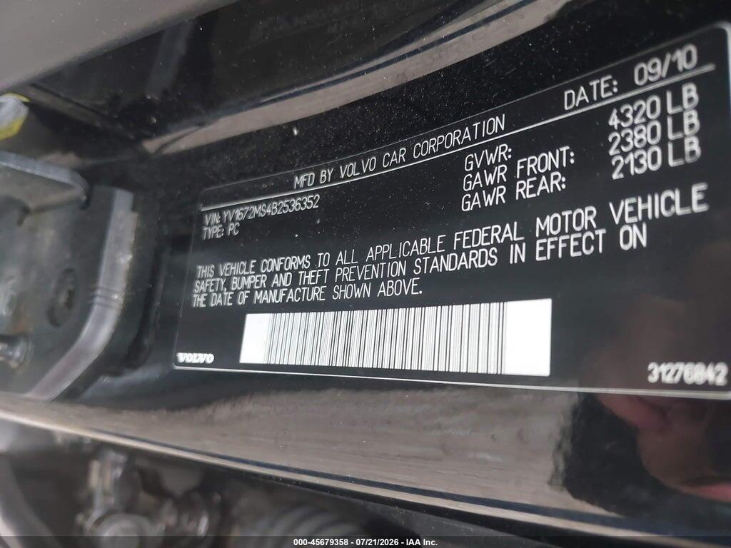 YV1672MS4B2536352 2011 VOLVO S40 photo no. 9