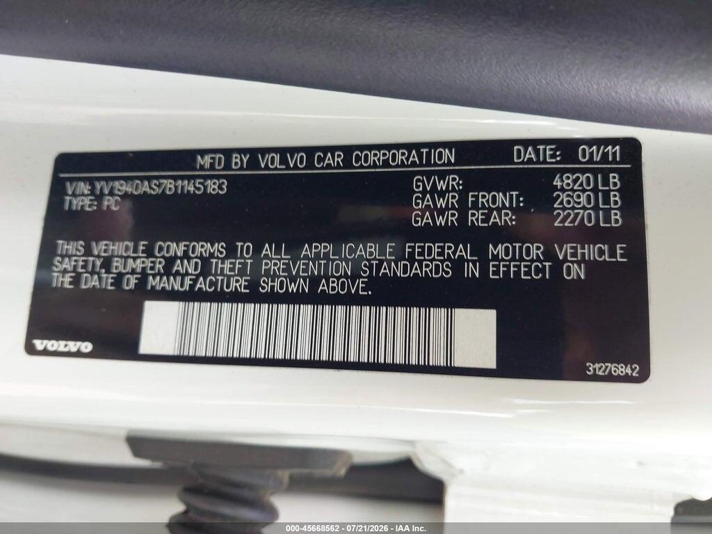 YV1940AS7B1145183 2011 VOLVO S80 photo no. 9