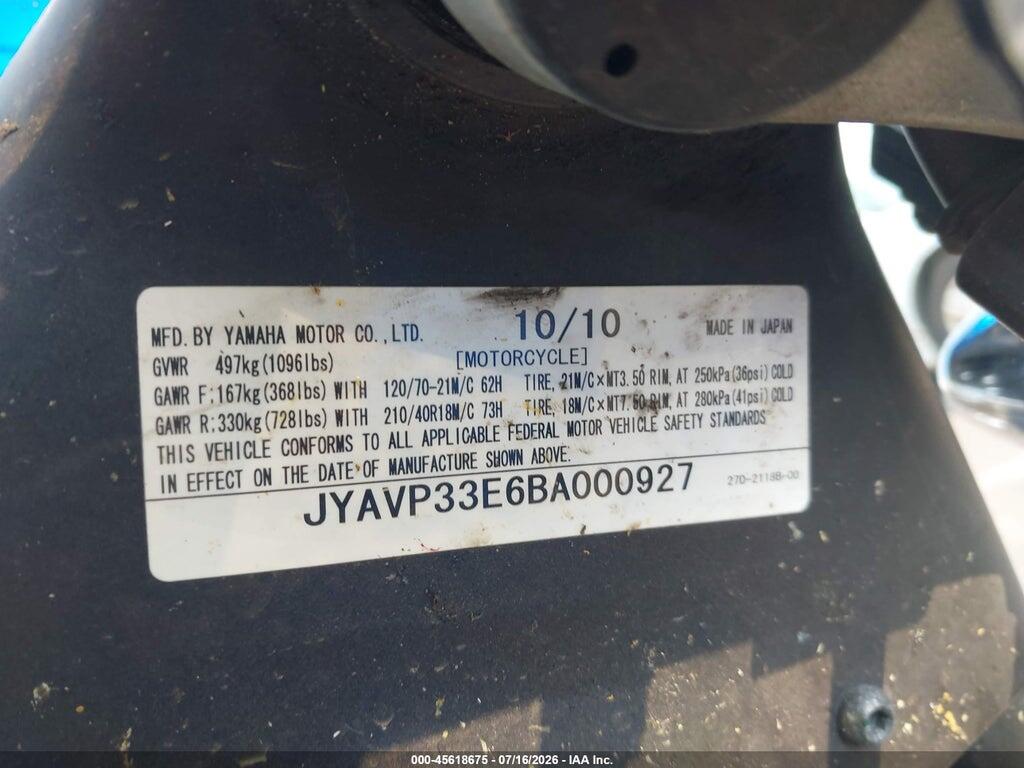 JYAVP33E6BA000927 2011 YAMAHA XVS1300 photo no. 10