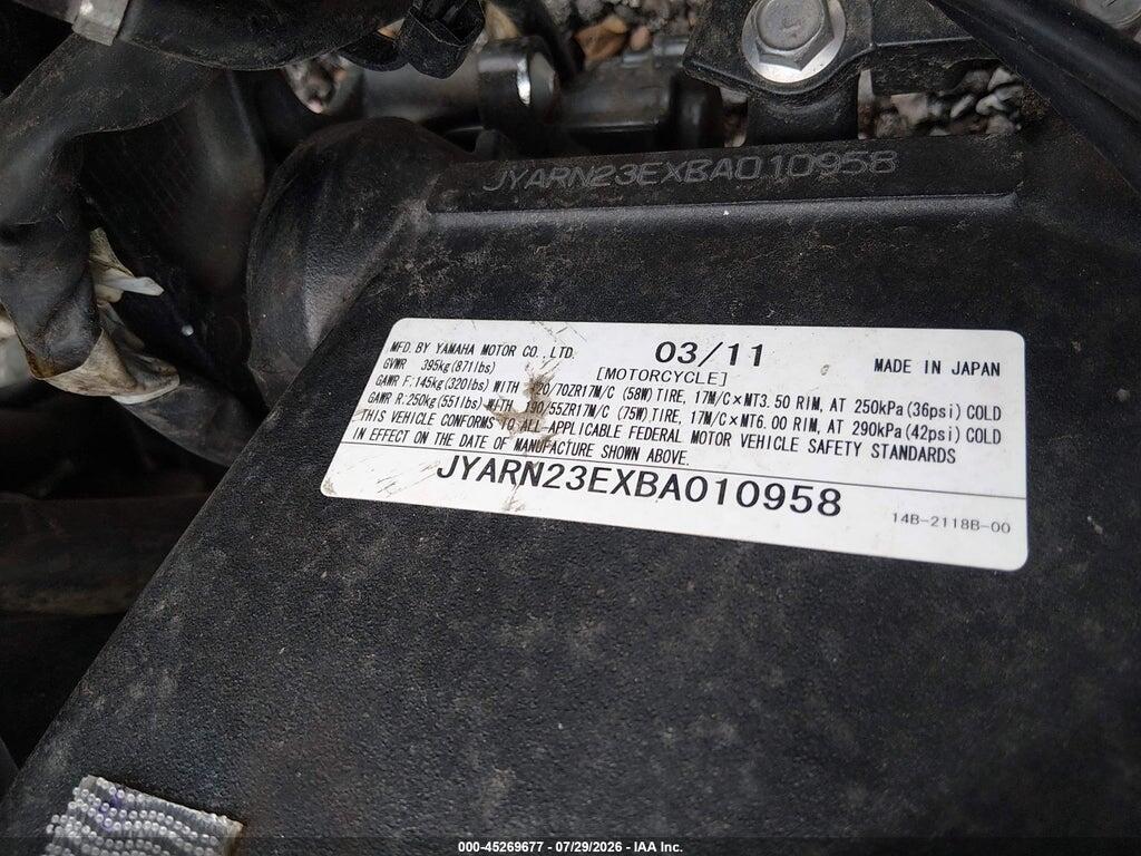 JYARN23EXBA010958 2011 YAMAHA YZFR1 photo no. 10
