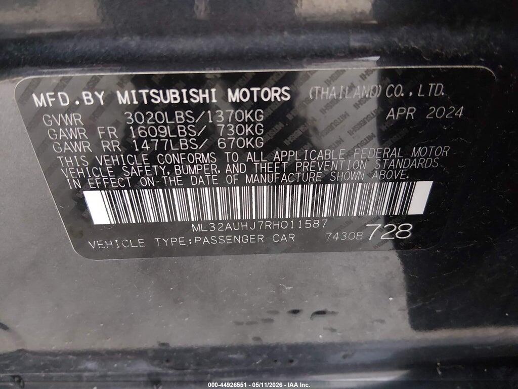ML32AUHJ7RH011587 2024 MITSUBISHI MIRAGE photo no. 9