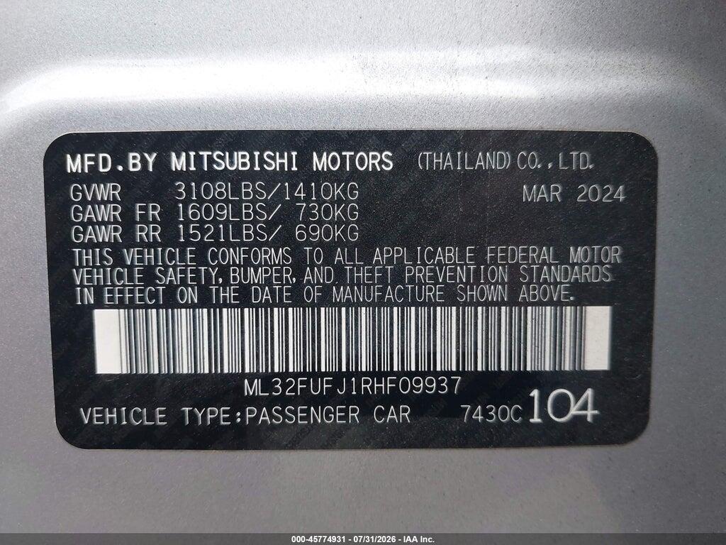 ML32FUFJ1RHF09937 2024 MITSUBISHI MIRAGE G4 photo no. 9