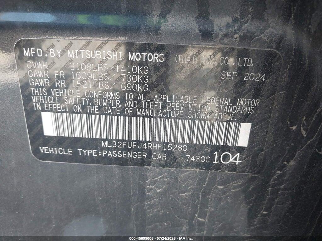 ML32FUFJ4RHF15280 2024 MITSUBISHI MIRAGE G4 photo no. 9