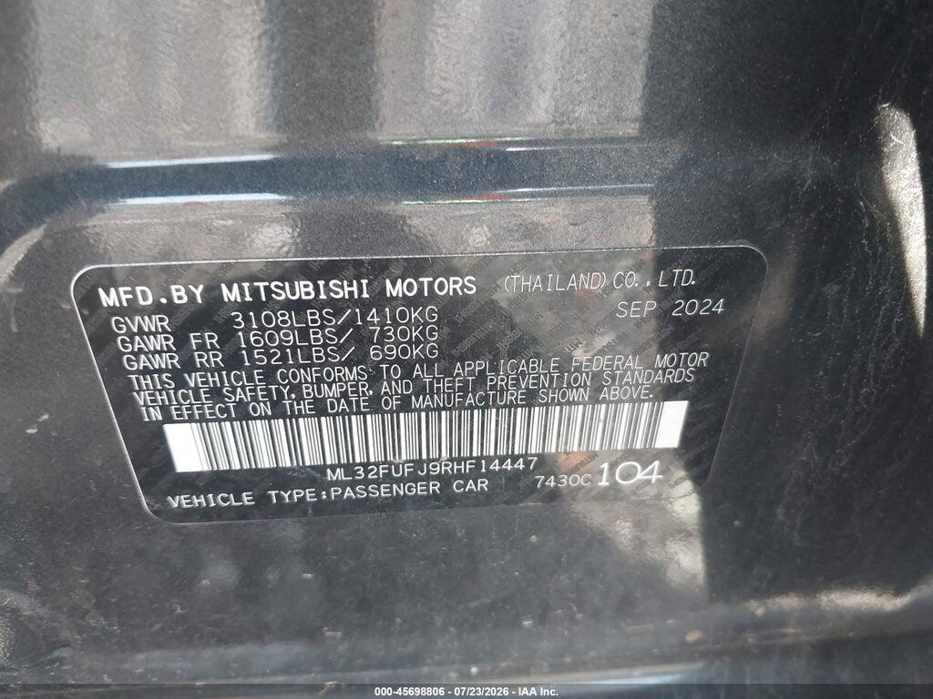 ML32FUFJ9RHF14447 2024 MITSUBISHI MIRAGE G4 photo no. 9