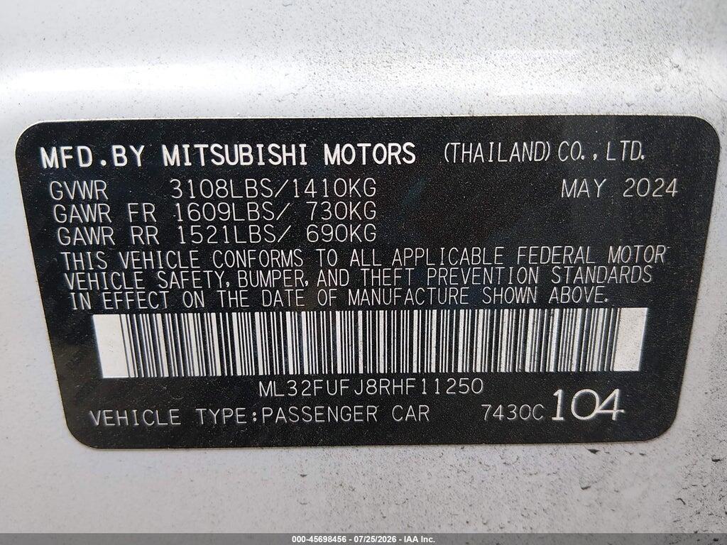 ML32FUFJ8RHF11250 2024 MITSUBISHI MIRAGE G4 photo no. 9