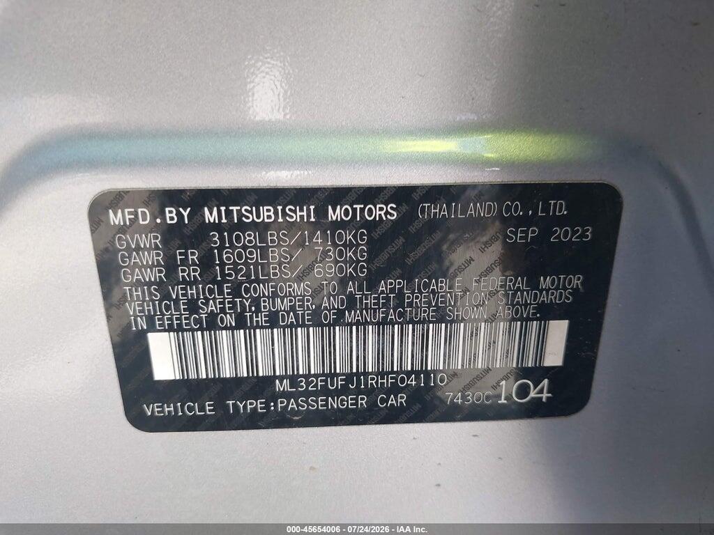 ML32FUFJ1RHF04110 2024 MITSUBISHI MIRAGE G4 photo no. 9