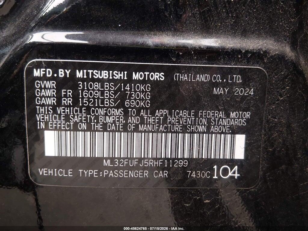 ML32FUFJ5RHF11299 2024 MITSUBISHI MIRAGE G4 photo no. 9