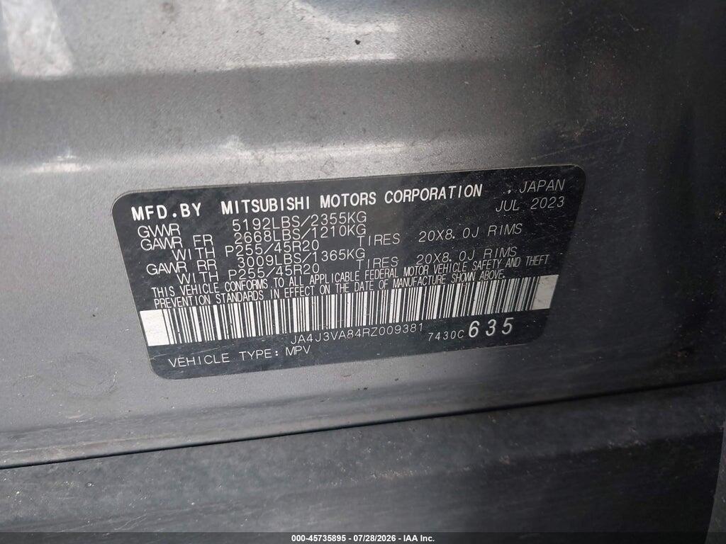 JA4J3VA84RZ009381 2024 MITSUBISHI OUTLANDER photo no. 9