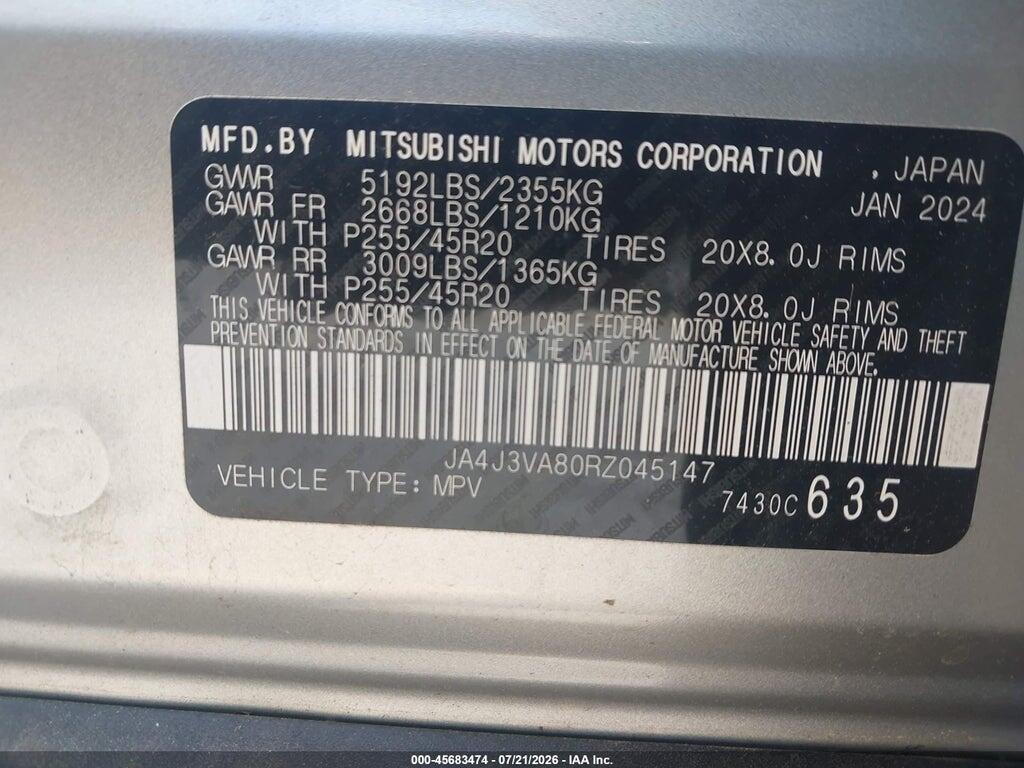 JA4J3VA80RZ045147 2024 MITSUBISHI OUTLANDER photo no. 9