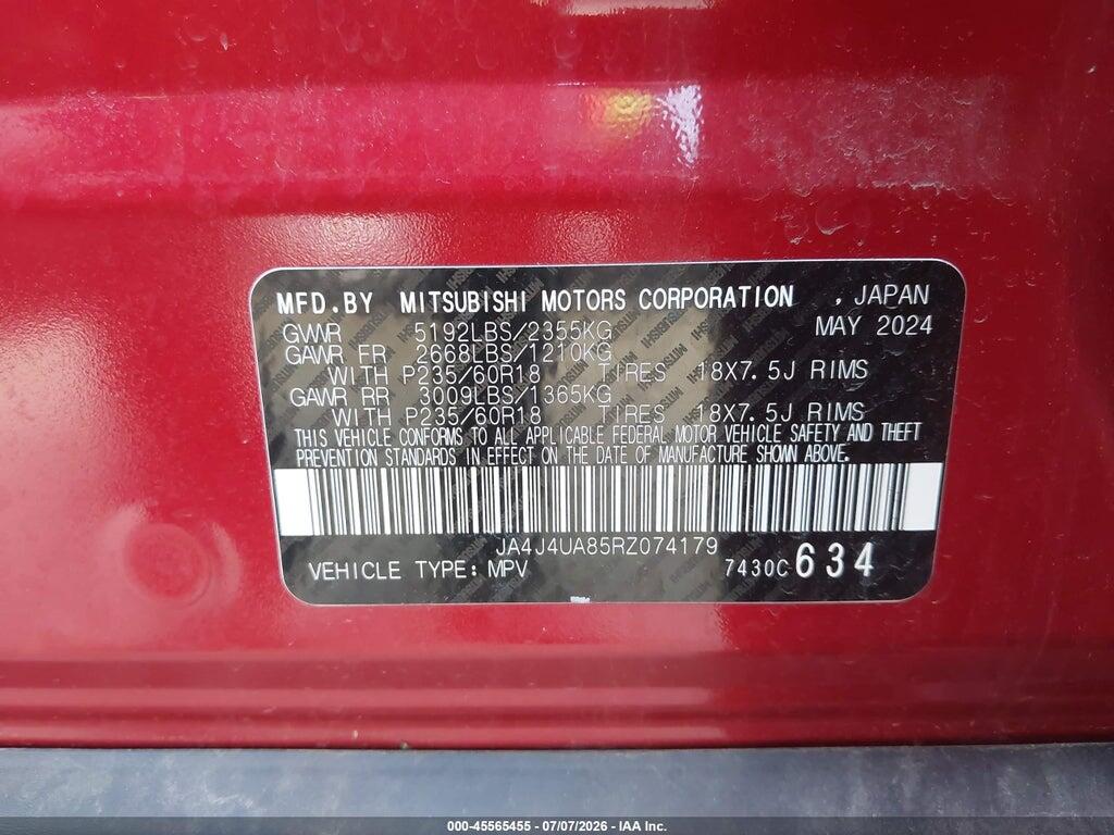 JA4J4UA85RZ074179 2024 MITSUBISHI OUTLANDER photo no. 9