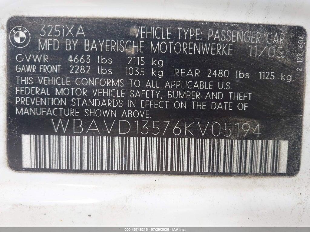 WBAVD13576KV05194 2006 BMW 325XI photo no. 9