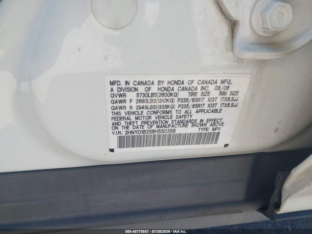 2HNYD18256H550358 2006 ACURA MDX photo no. 9