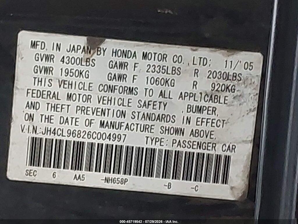 JH4CL96826C004997 2006 ACURA TSX photo no. 9