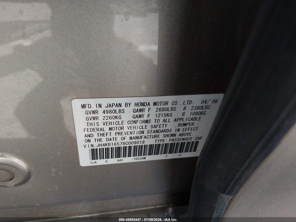 JH4KB16576C009019 2006 ACURA RL photo no. 9