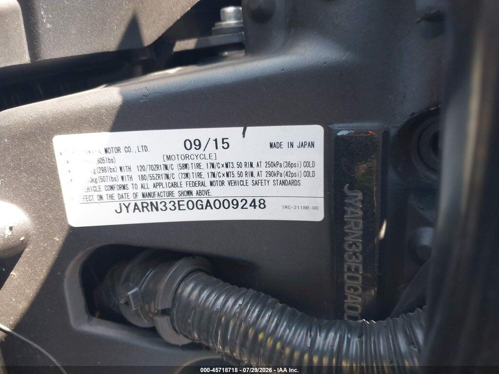 JYARN33E0GA009248 2016 YAMAHA FZ09 photo no. 10