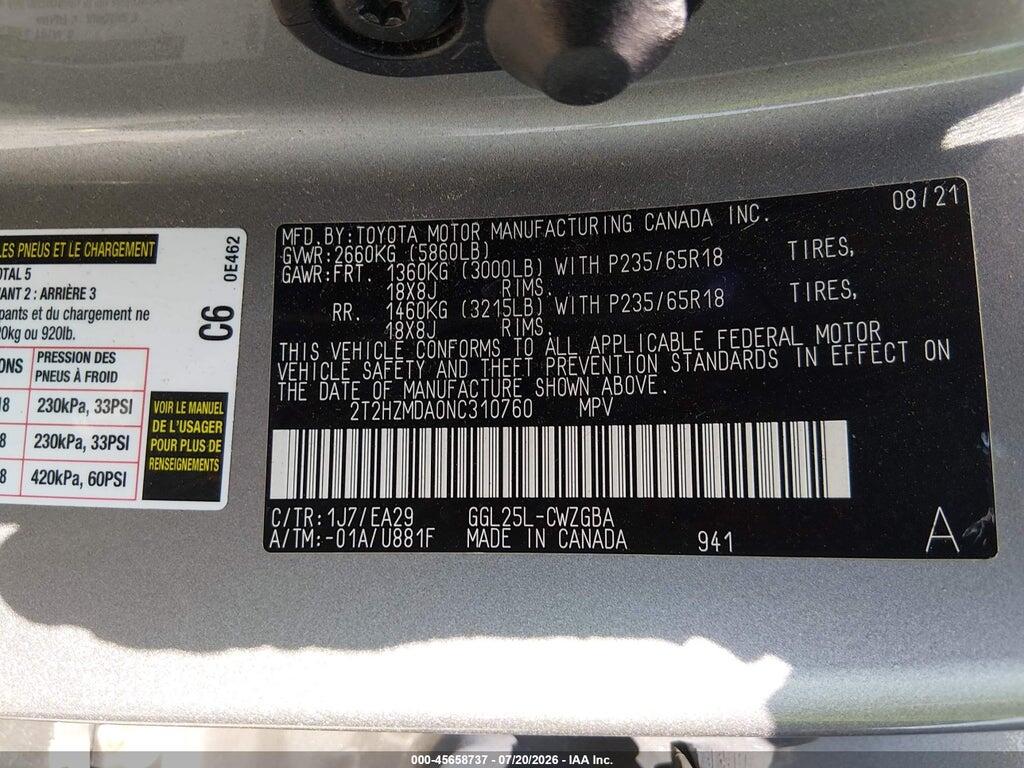 2T2HZMDA0NC310760 2022 LEXUS RX 350 photo no. 9