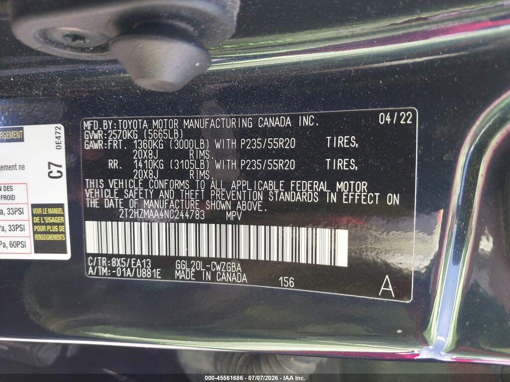 2T2HZMAA4NC244783 2022 LEXUS RX 350 photo no. 9