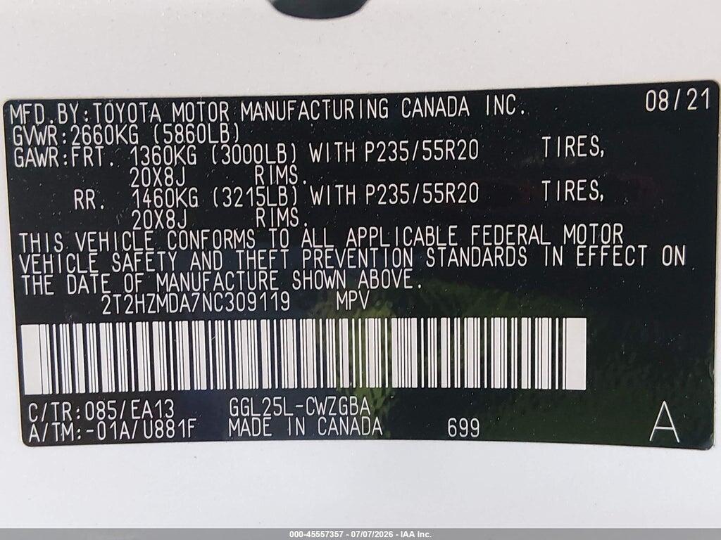 2T2HZMDA7NC309119 2022 LEXUS RX 350 photo no. 9